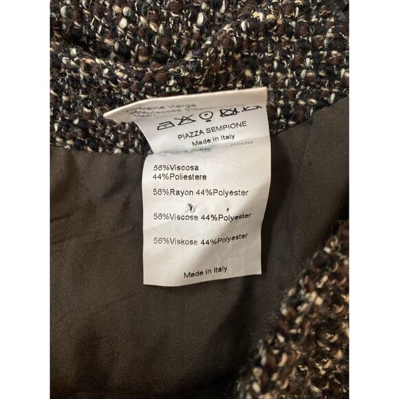 Piazza Sempione Pencil Skirt Tweed Straight Lined Knee Length Brown 42 S - Picture 7 of 8